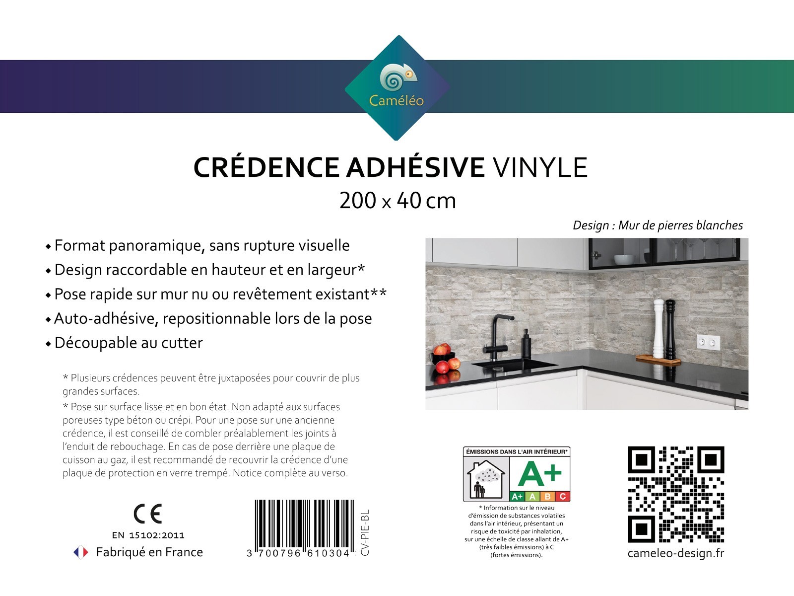 Crédence cuisine adhésive Mur de pierres blanches