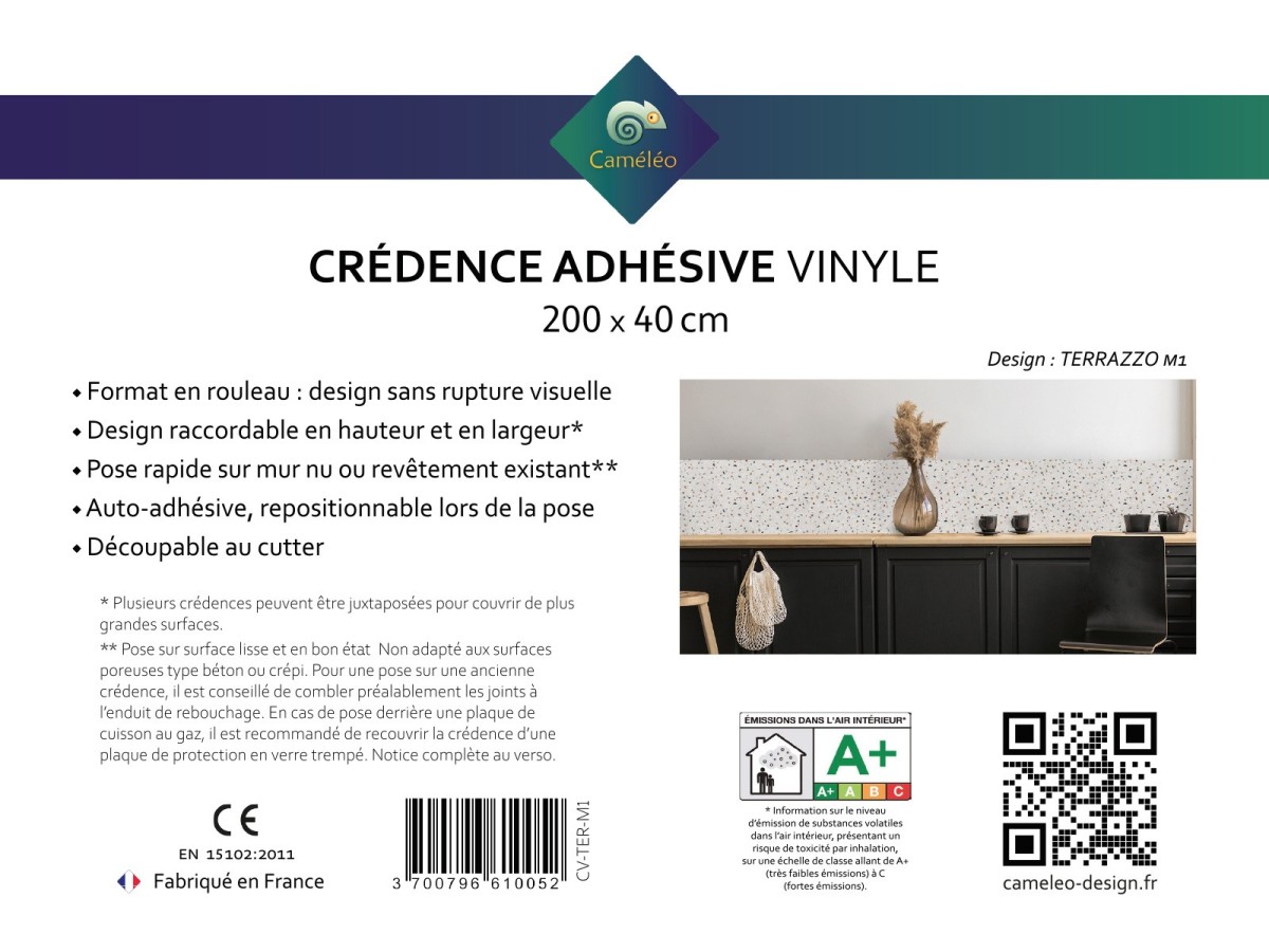 Crédence cuisine adhésive TERRAZZO M1 - notice recto