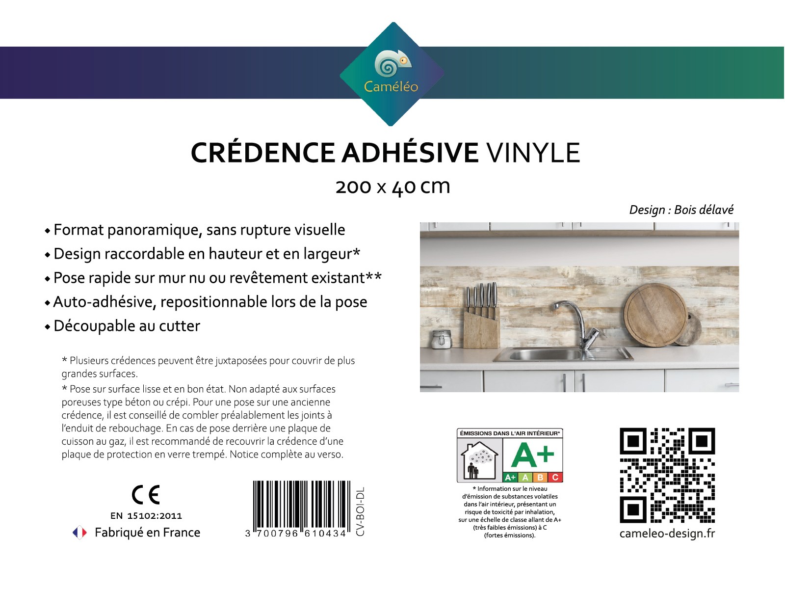 Crédence cuisine adhésive Bois délavé