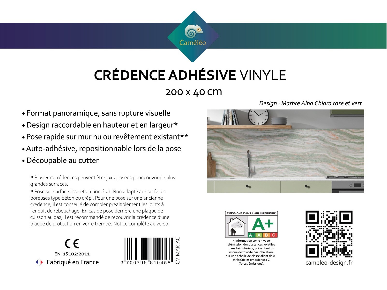 Crédence cuisine adhésive Marbre Alba Chiara