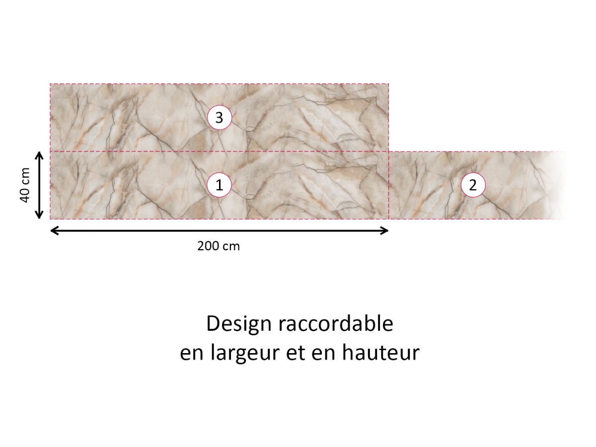 Crédence cuisine adhésive marbre beige et brun - raccordable