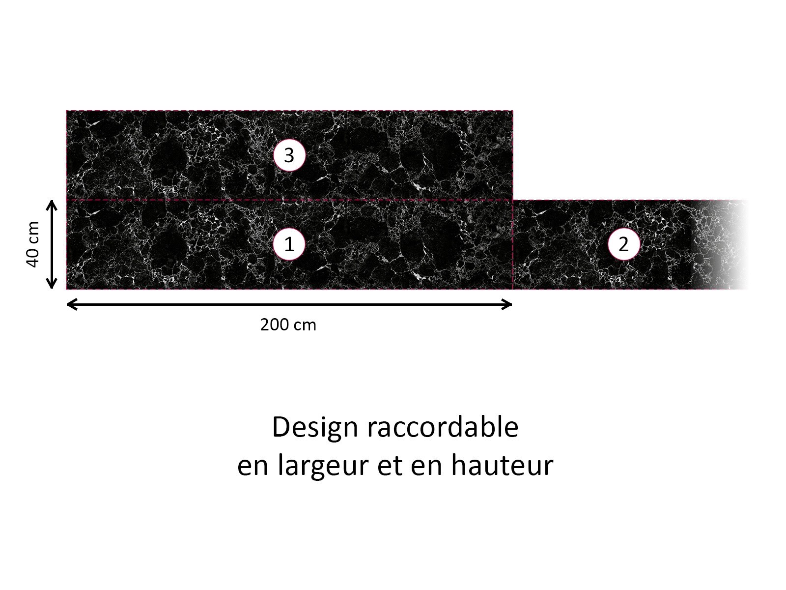Crédence cuisine adhésive marbre Marquina noir