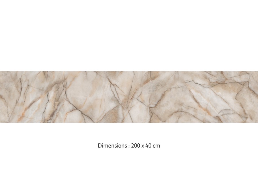 Crédence cuisine adhésive marbre beige et brun