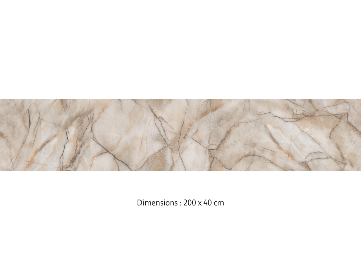 Crédence cuisine adhésive marbre beige et brun 200 x 40