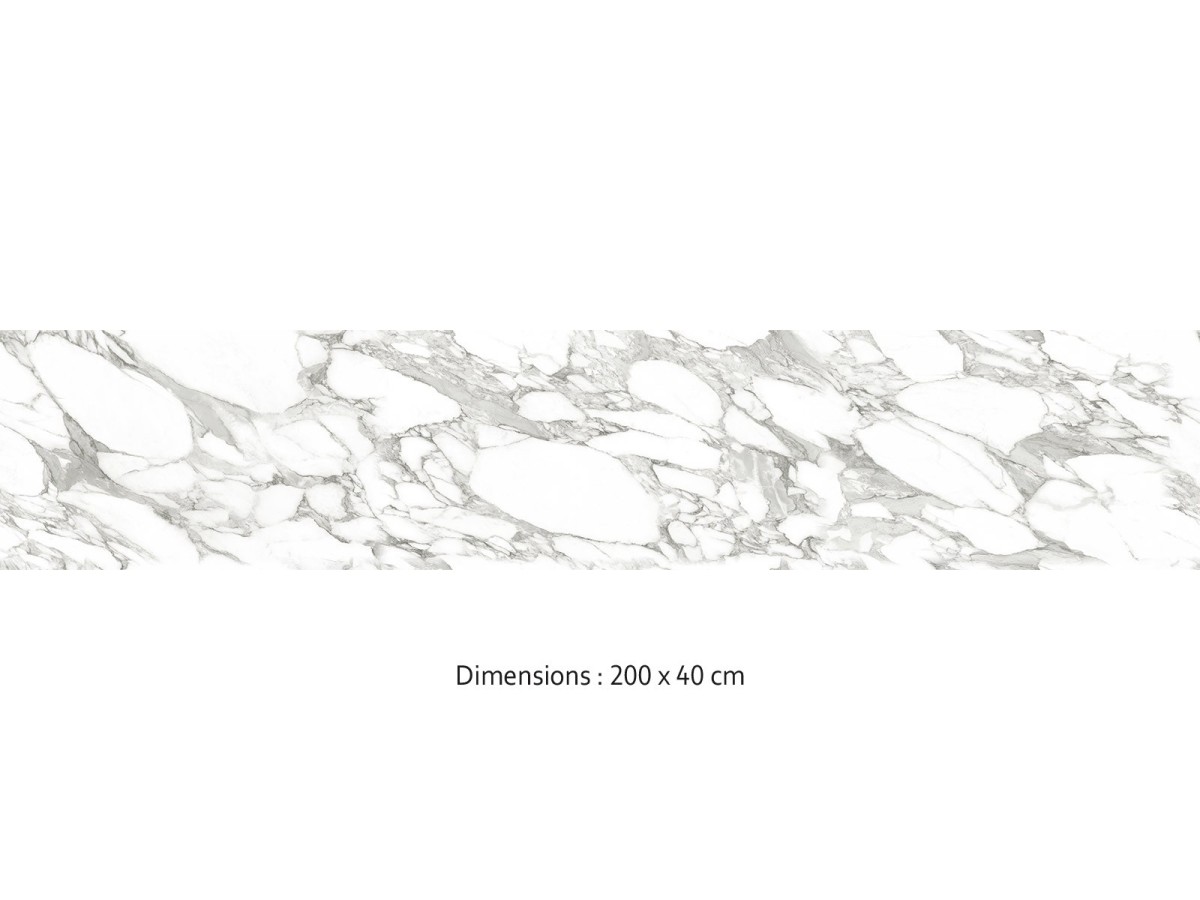 Crédence cuisine adhésive marbre Calacatta blanc 200 x 40