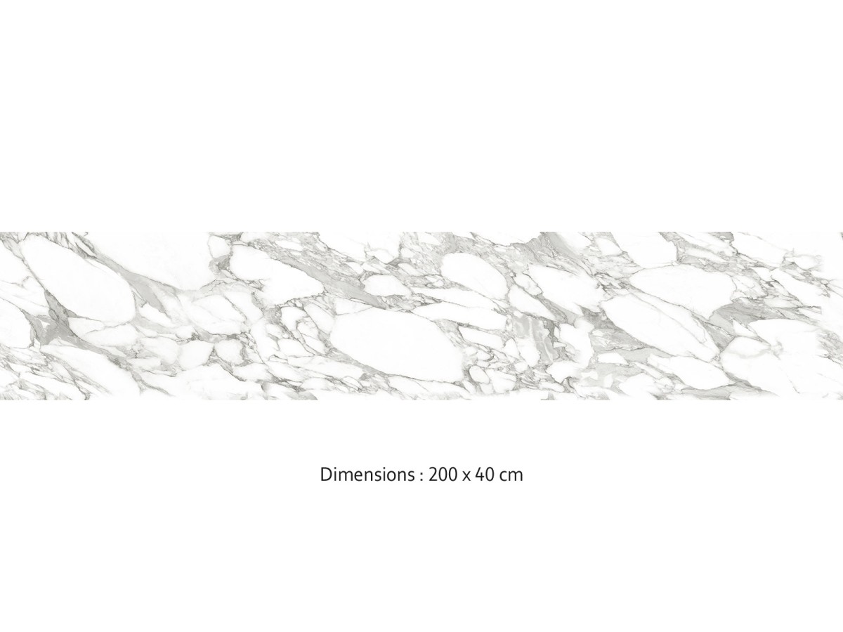 Crédence cuisine adhésive marbre Calacatta blanc 200 x 40