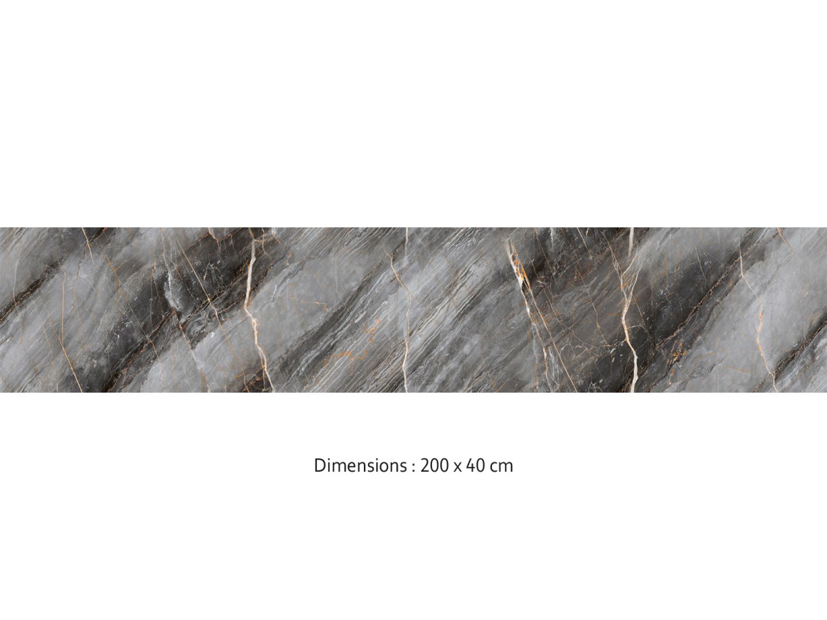 Crédence cuisine adhésive marbre gris et or 200 x 40
