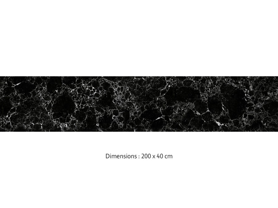 Crédence cuisine adhésive marbre Marquina noir