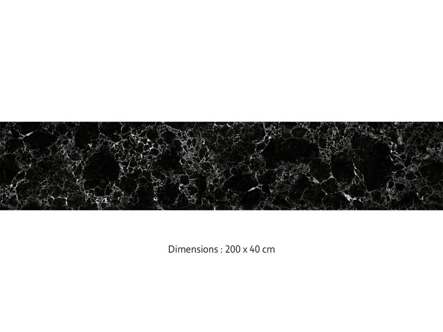 Crédence cuisine adhésive marbre Marquina noir