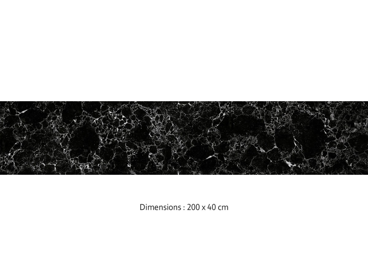 Crédence cuisine adhésive marbre Marquina noir 200 x 40