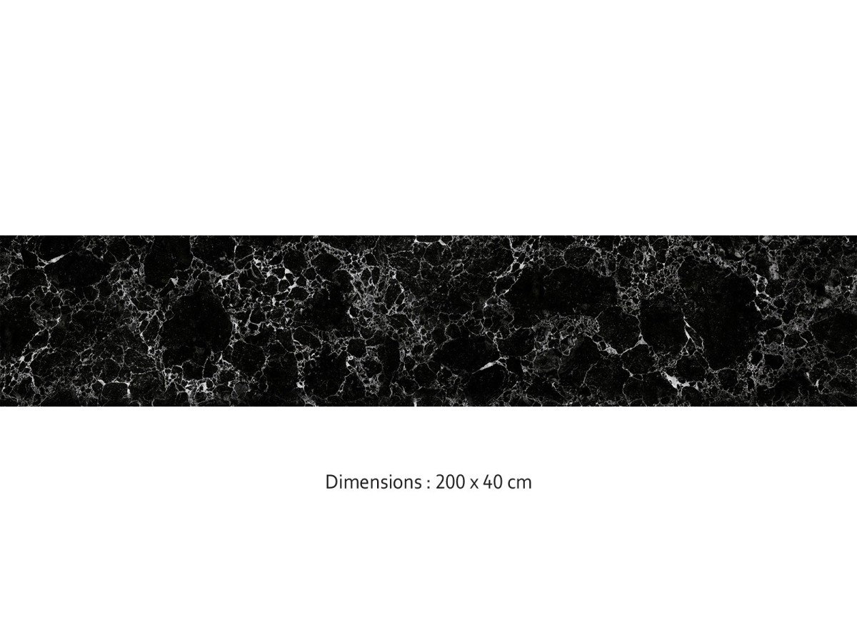 Crédence cuisine adhésive marbre Marquina noir 200 x 40