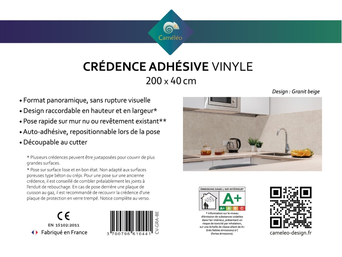 Crédence cuisine adhésive granit beige - notice recto