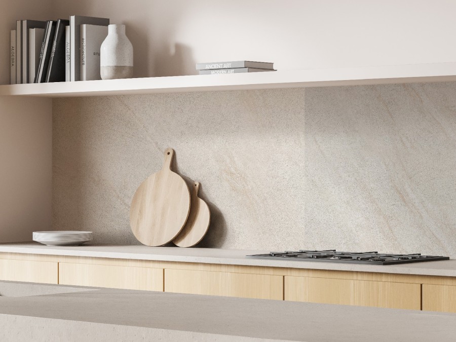 Crédence cuisine adhésive grès beige