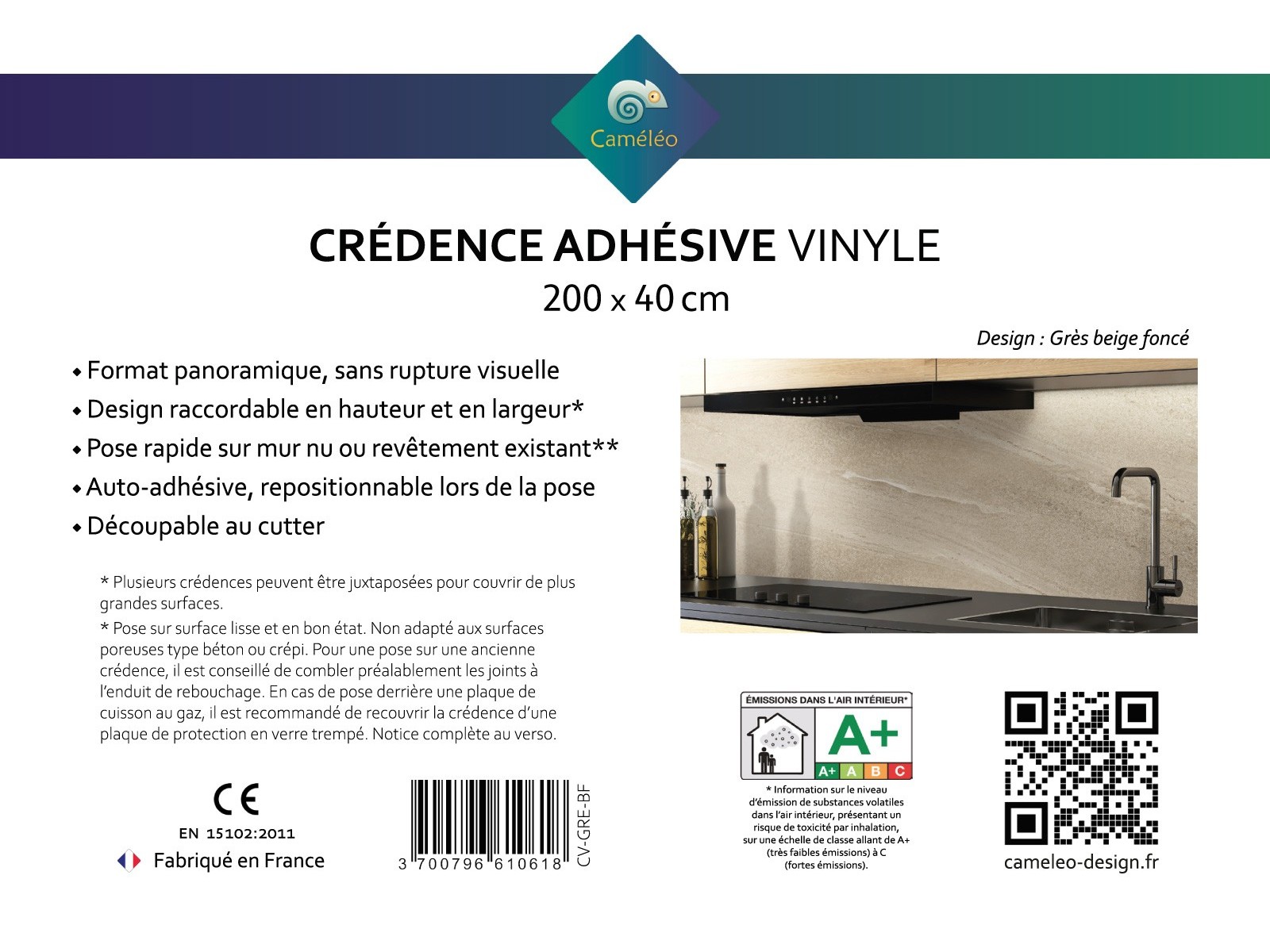Crédence cuisine adhésive grès beige foncé