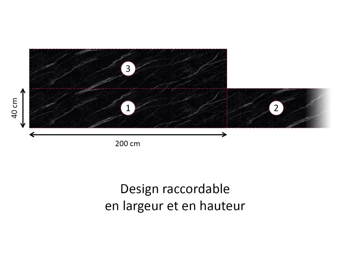 Crédence cuisine Marbre noir - design raccordable