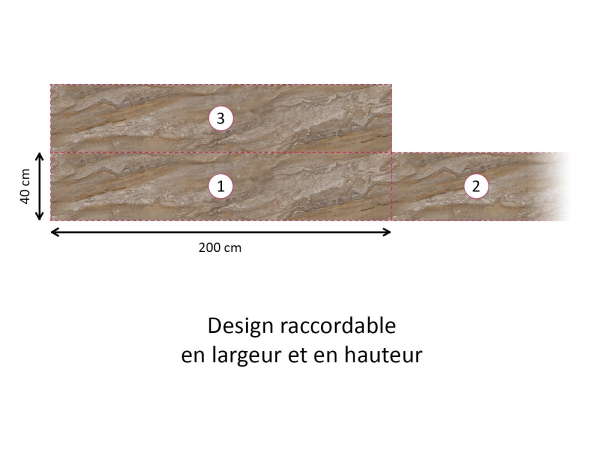 Crédence cuisine adhésive marbre brun - raccordable