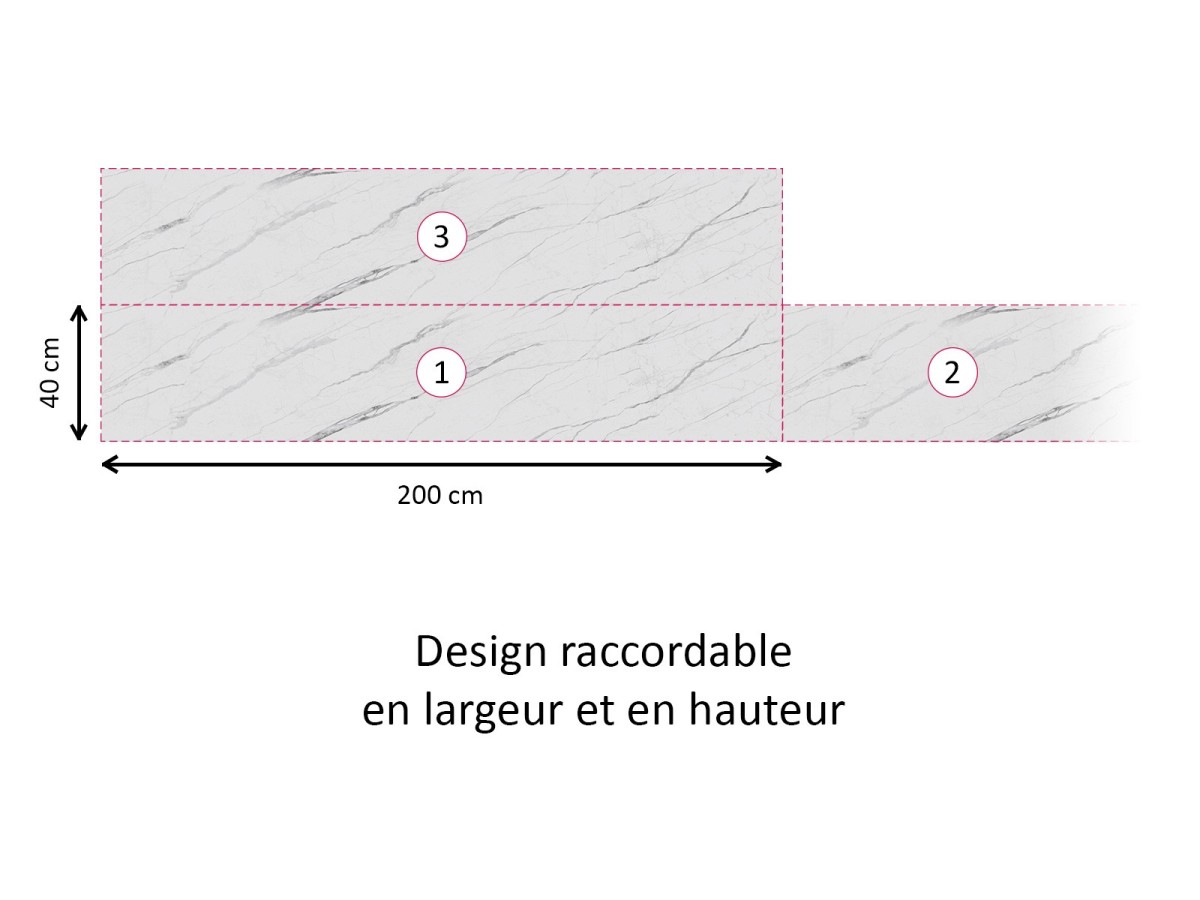 Crédence imitation marbre blanc - design raccordable