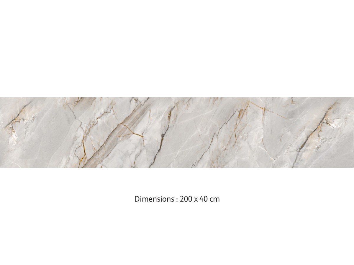 Crédence cuisine adhésive marbre greige et or 200 x 40