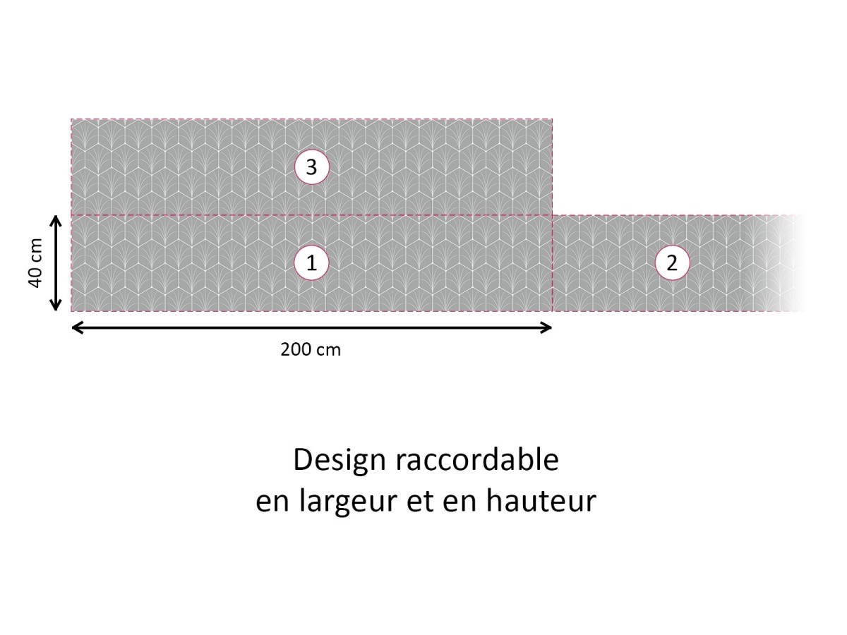 Crédence cuisine avec design raccordable Oasis gris clair