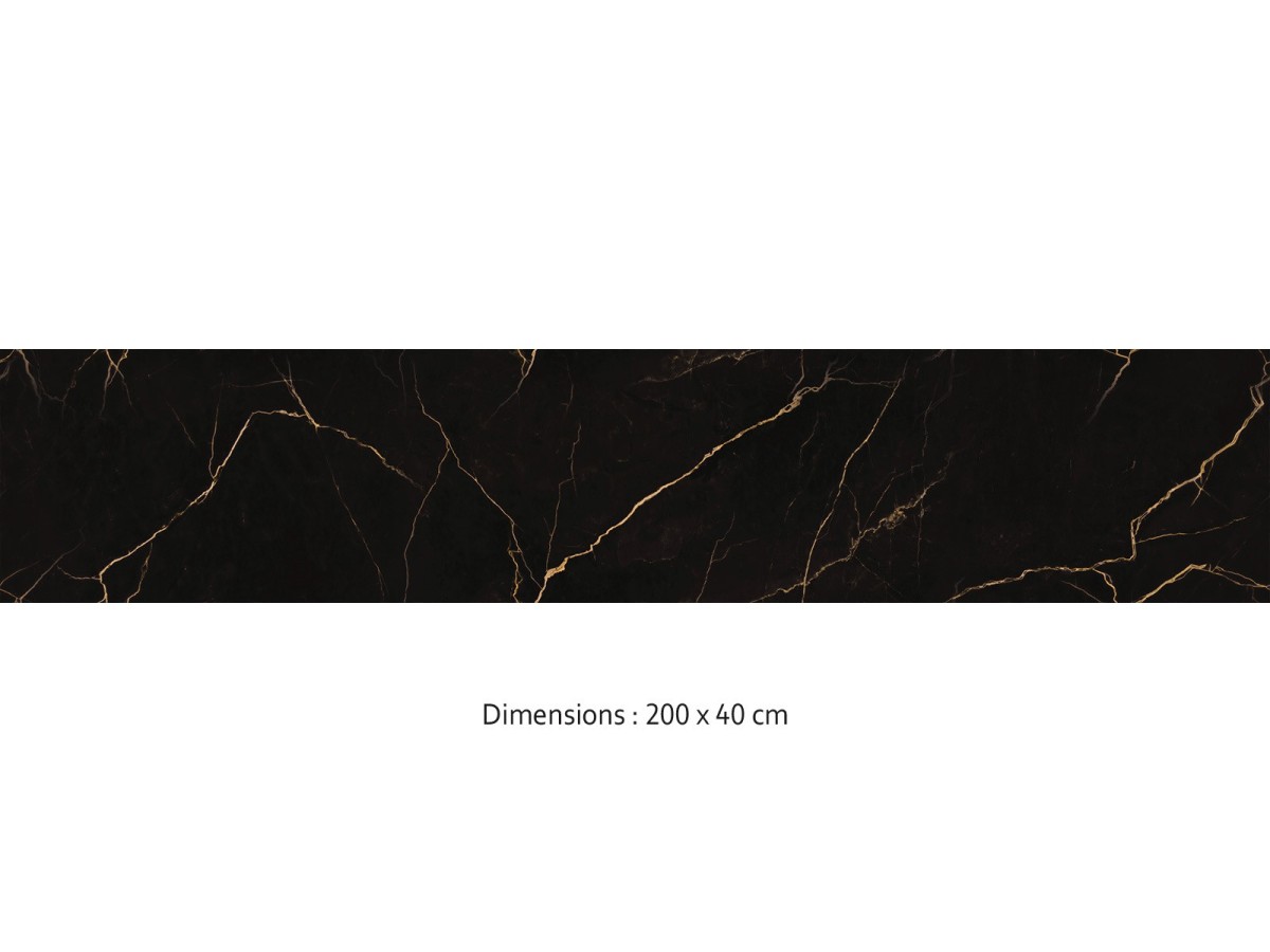 Crédence cuisine adhésive marbre noir et or 200 x 40