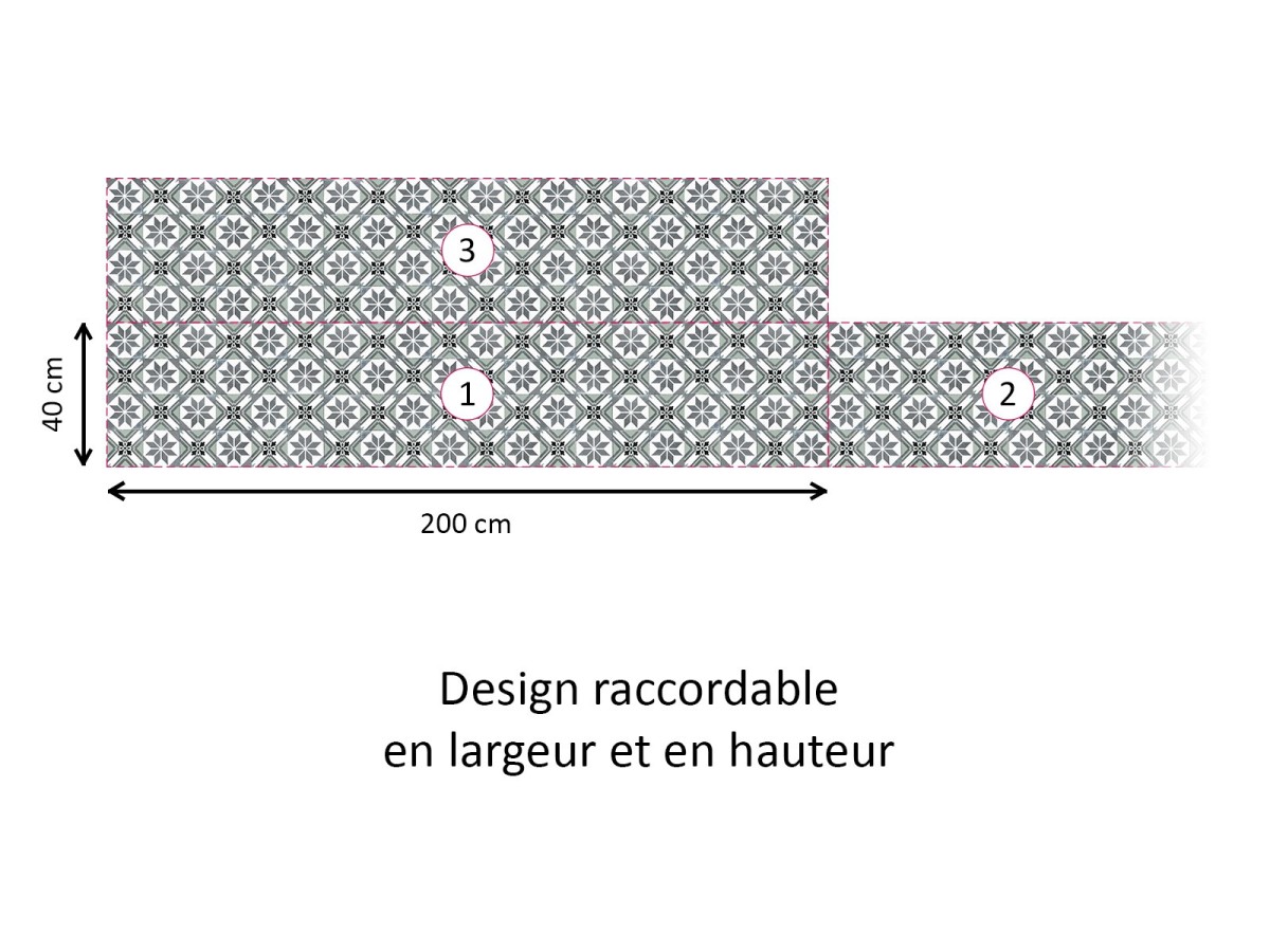 Crédence cuisine adhésive avec design raccordable en largeur et en hauteur