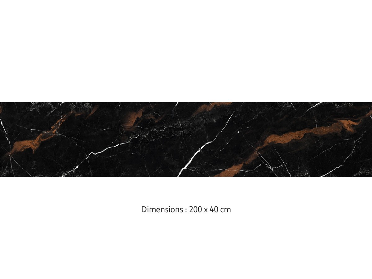 Crédence cuisine adhésive marbre Portoro noir et or 200 x 40