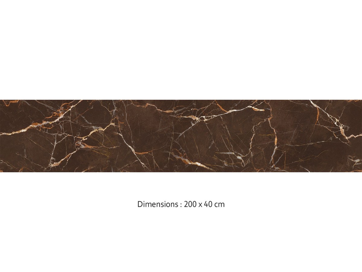 Crédence cuisine adhésive marbre brun et or 200 x 40