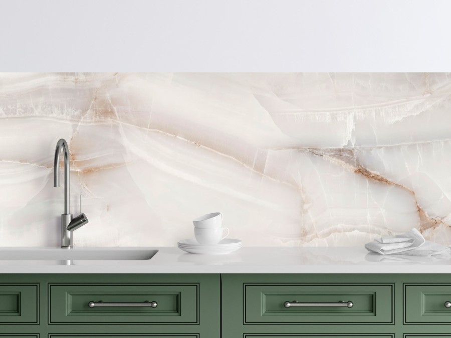 Crédence cuisine adhésive onyx blanc