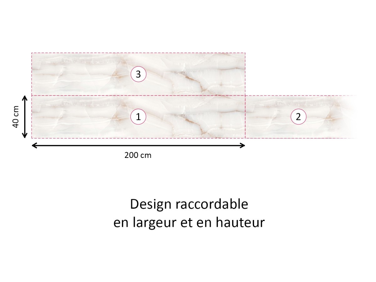 Crédence cuisine adhésive onyx blanc - raccordable