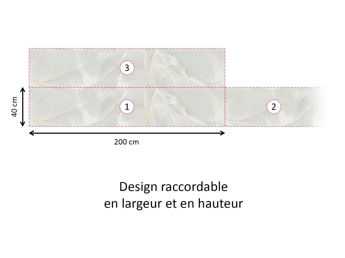 Crédence cuisine adhésive onyx gris et or - raccordable