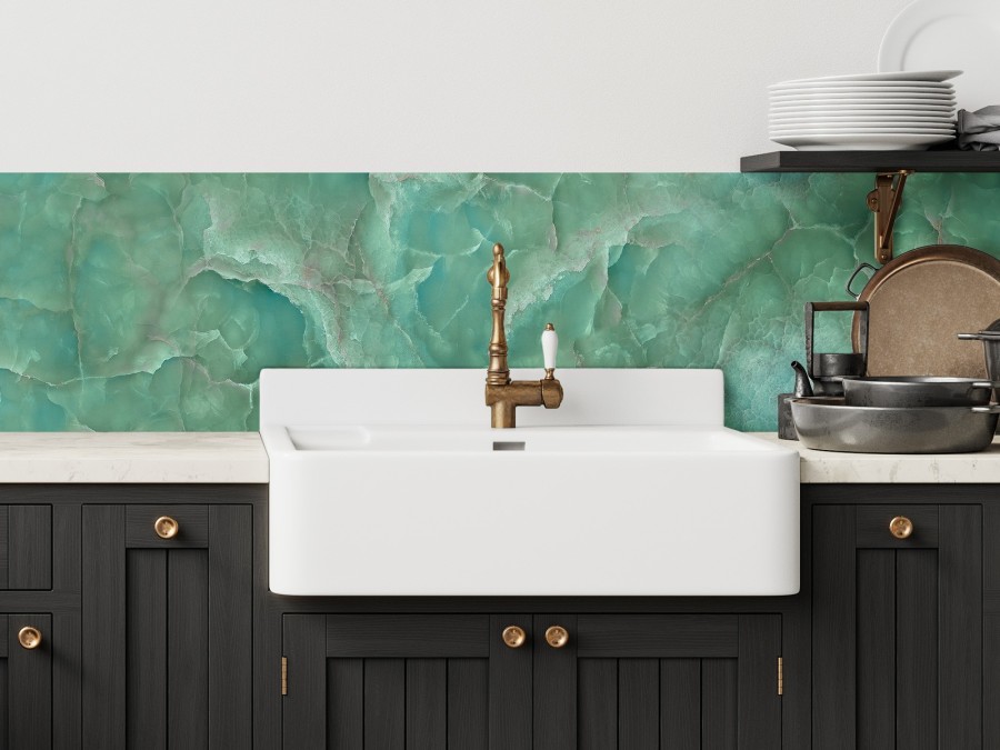 Crédence cuisine adhésive onyx vert