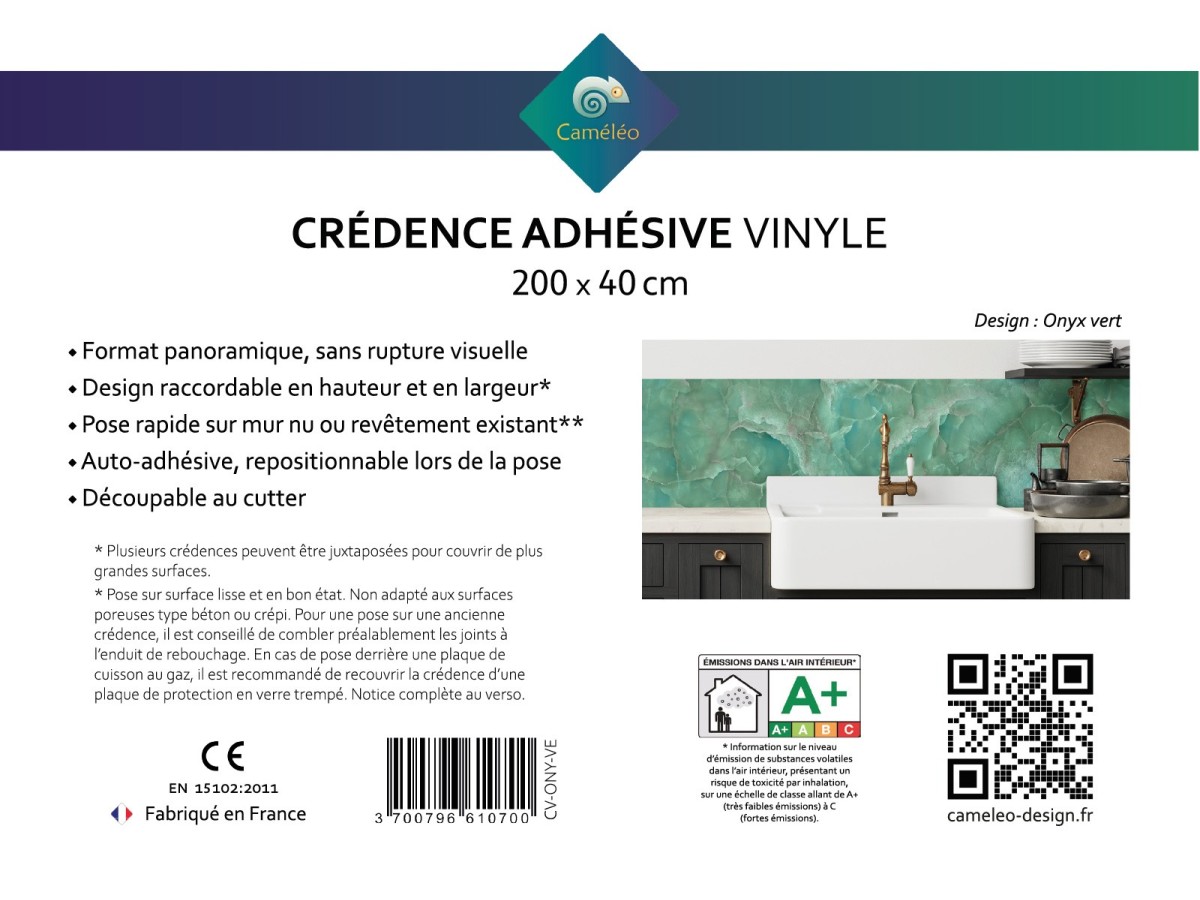 Crédence cuisine adhésive onyx vert - notice recto
