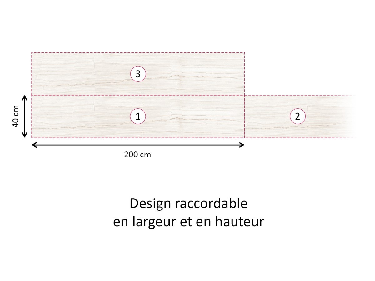 Crédence cuisine adhésive travertin beige clair - raccordable