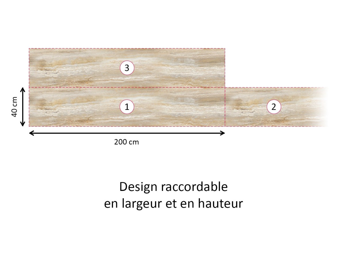 Crédence cuisine adhésive travertin beige foncé - raccordable
