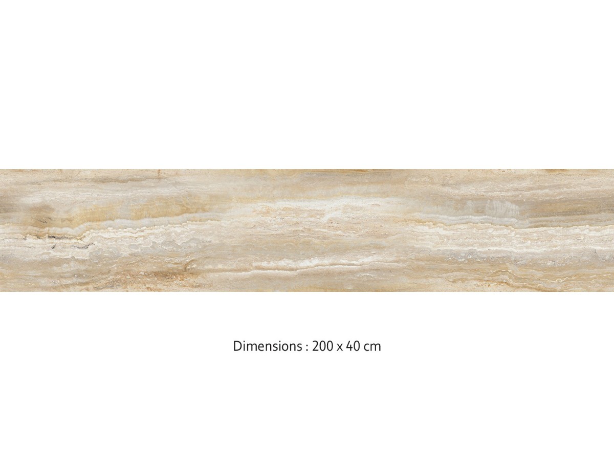 Crédence cuisine adhésive travertin beige foncé 200 x 40