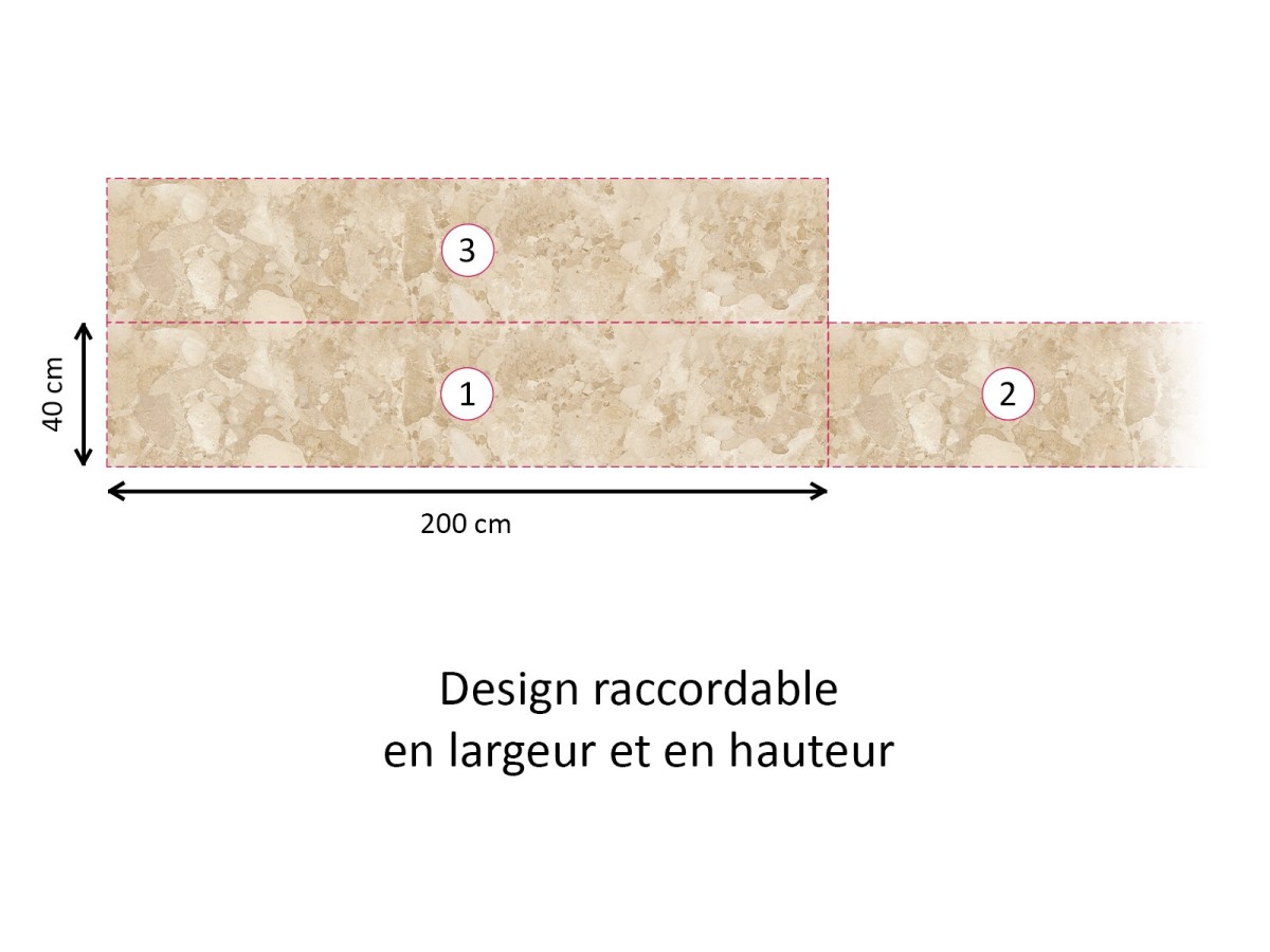 Crédence cuisine adhésive marbre Breccia Sarda - raccordable