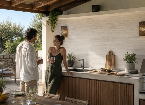 Crédence en extérieur : sublimez votre cuisine d'été sans travaux